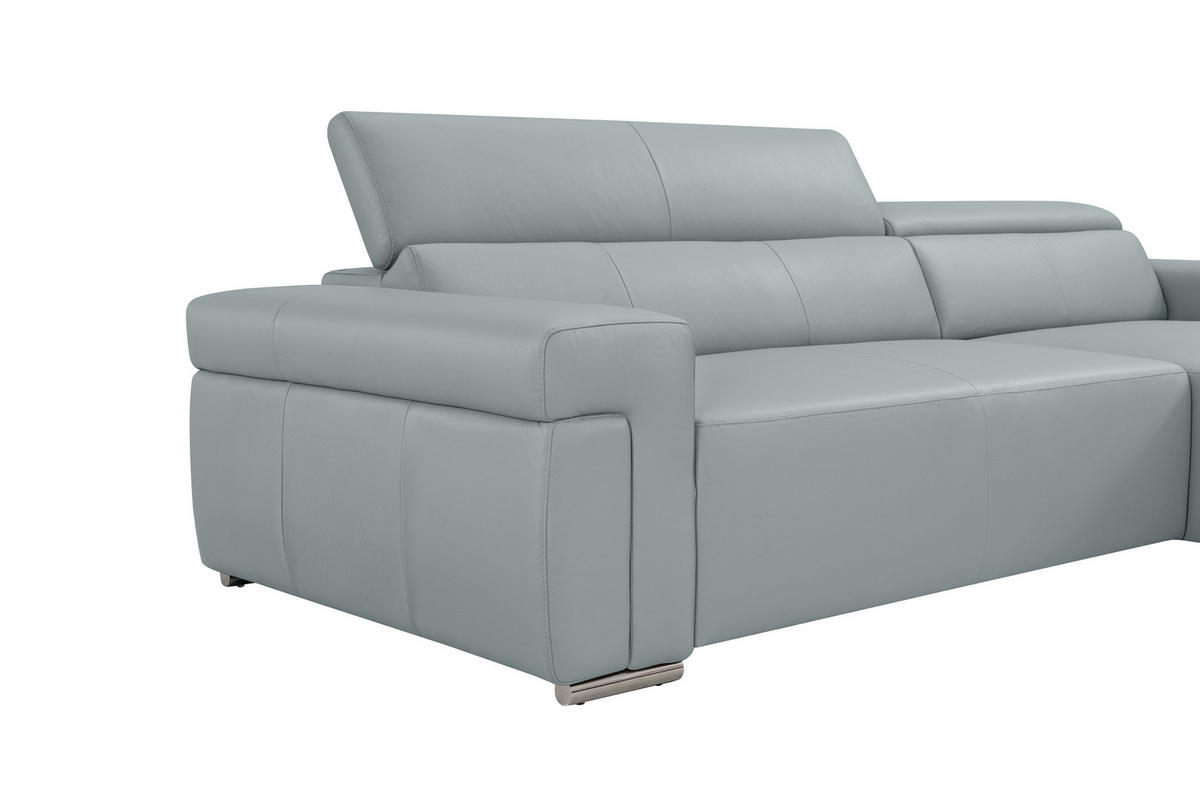 Ecksofa inkl. Funktion DUA Hellgrau Echtleder  - Chromfarben/Hellgrau, Design, Leder/Metall (293/170cm) - Novel
