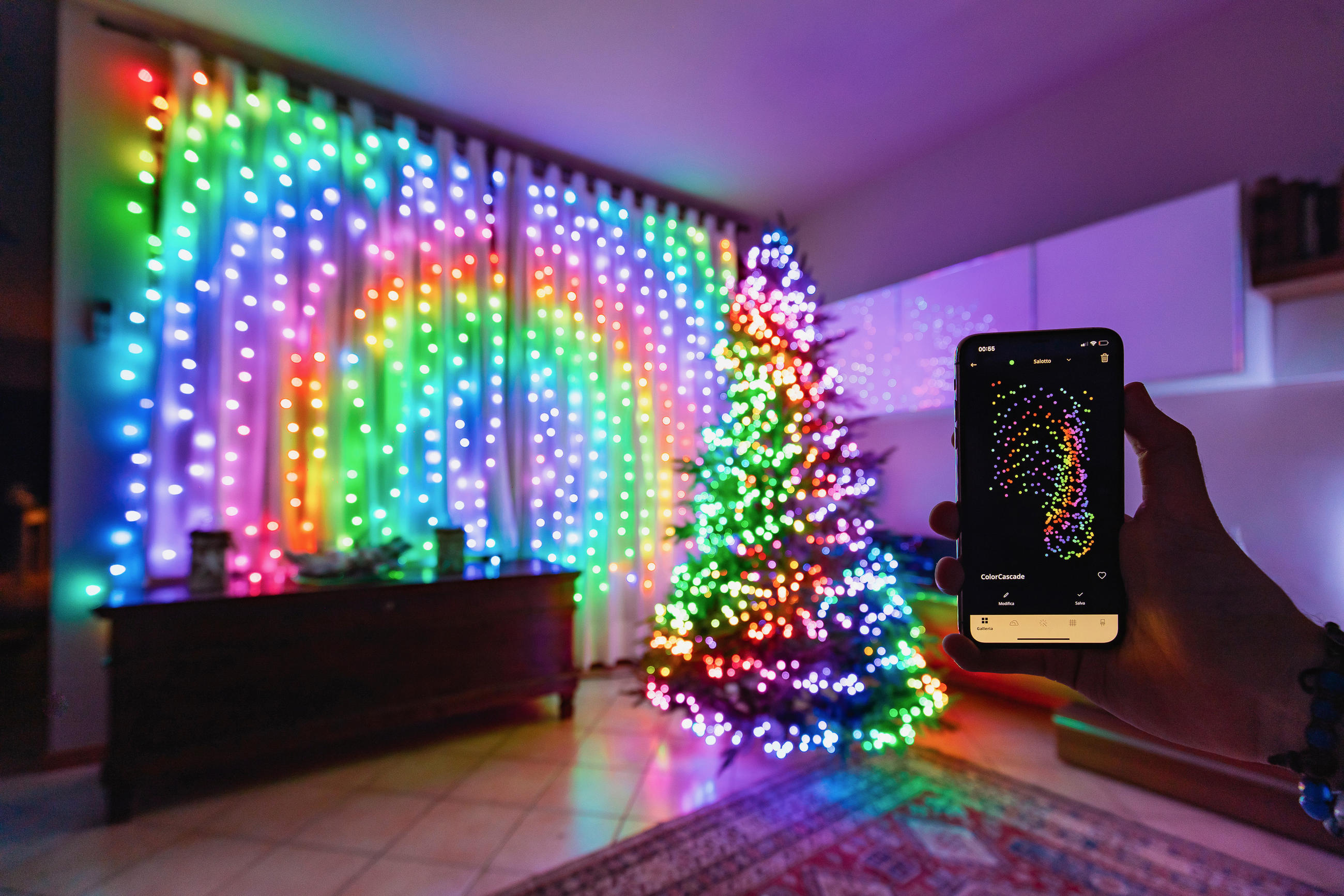 LED-DEKOLEUCHTE Twinkly 210 cm   - Blau/Rot, Basics, Kunststoff (210cm)