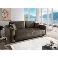 SCHLAFSOFA in Velours Braun  - Schwarz/Braun, Modern, Kunststoff/Textil (245/86/126cm) - Livetastic