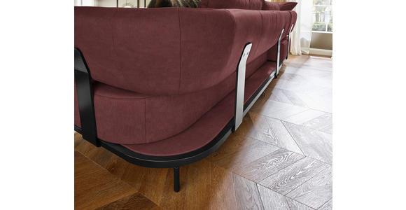 ECKSOFA in Echtleder Bordeaux  - Bordeaux/Schwarz, Design, Leder/Metall (237/302cm) - Dieter Knoll