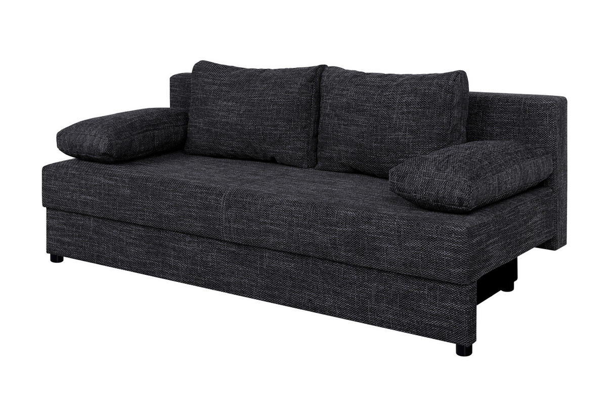 SCHLAFSOFA  mit Liegefunktion, Rücken echt Schwarz  - Schwarz, Design, Kunststoff/Textil (190/80/75cm) - P & B