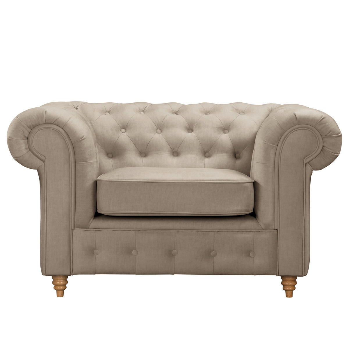 SESSEL in Mikrofaser Taupe  - Taupe, Design, Holz/Textil (128/75/91cm) - P & B