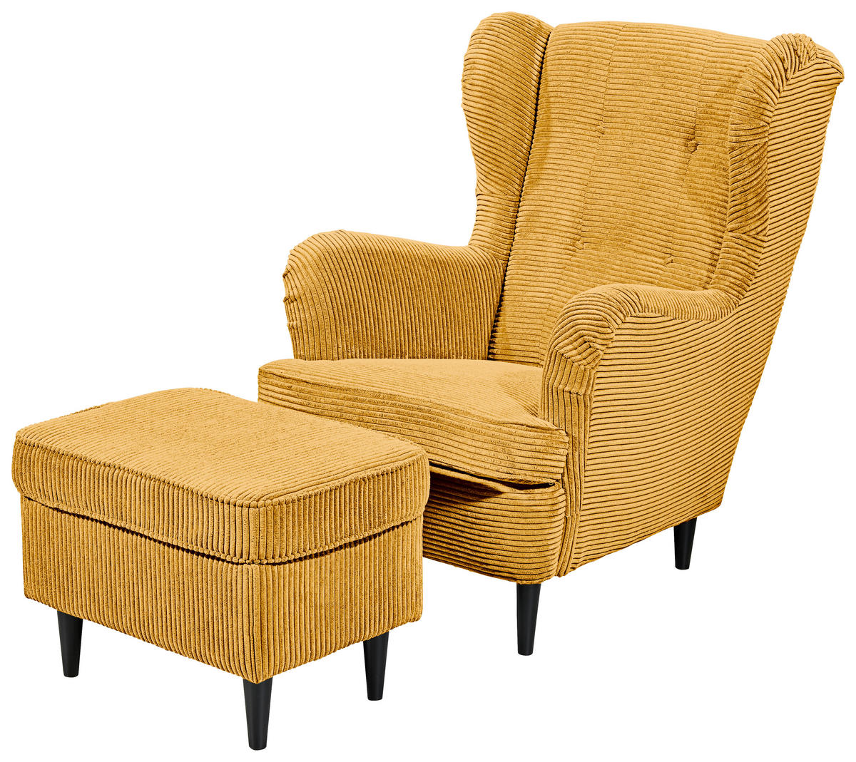 HOCKER in Textil Gelb  - Gelb/Schwarz, Basics, Holz/Textil (63/43/42cm) - MID.YOU