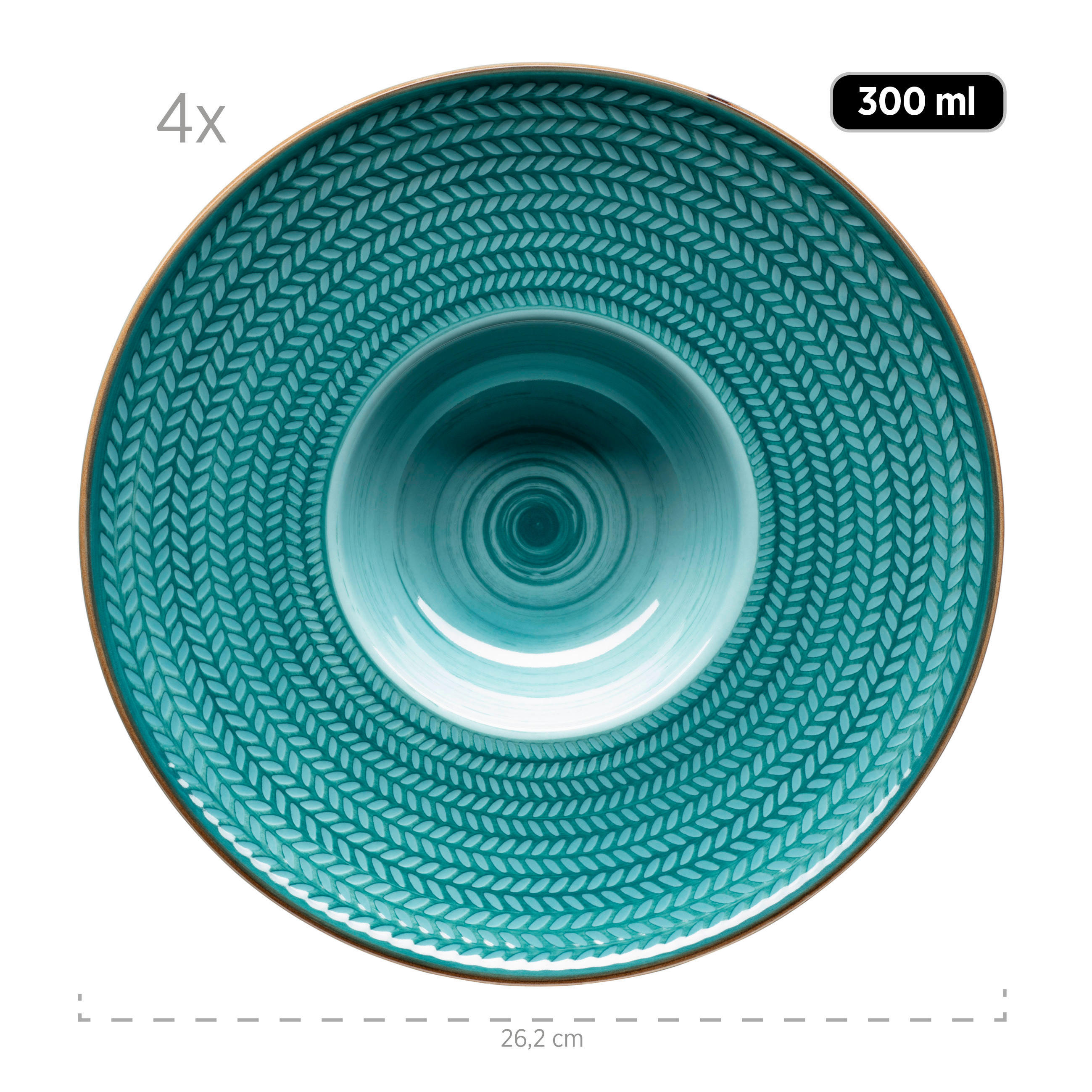 PASTATELLERSET Prospero 4-teilig - Blau, Basics, Keramik (26,2cm) - Mäser
