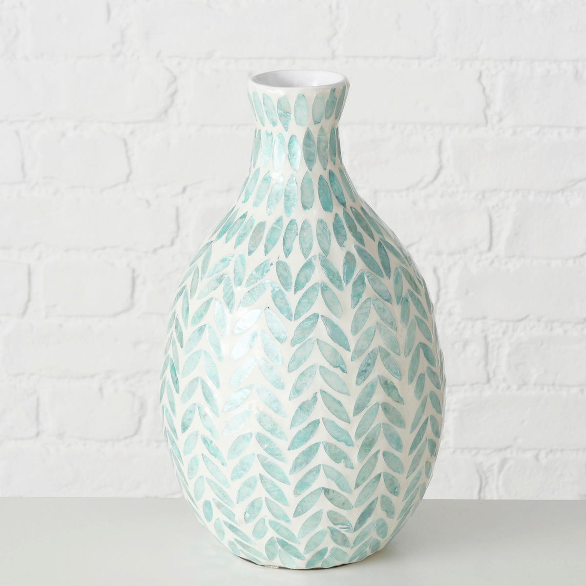 VÁZA 32 cm  - türkiz, Basics, természetes anyagok/fa (19/32cm)