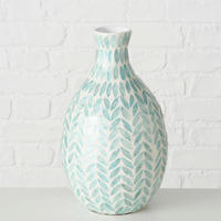 VÁZA 32 cm  - türkiz, Basics, természetes anyagok/fa (19/32cm)