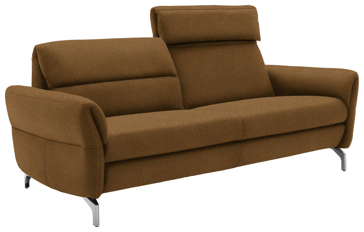 2-SITZER-SOFA in Flachgewebe Senfgelb  - Senfgelb/Nickelfarben, Design, Textil/Metall (186/87/100cm) - Schöner Wohnen