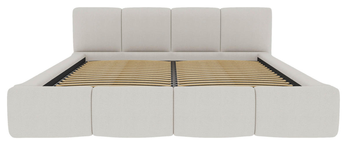 POLSTERBETT 200/200 cm,  in Naturfarben, Lattenrost, Bettkasten,  - Schwarz/Naturfarben, Design, Holz/Textil (200/200cm) - Xora