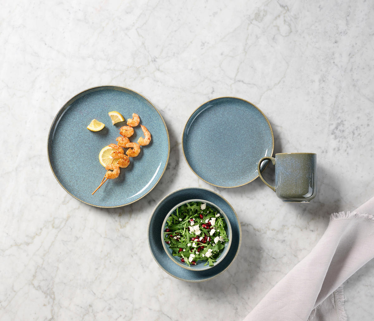 KOMBISERVICE Marbella 20-teilig  - Blau, Trend, Keramik - Novel