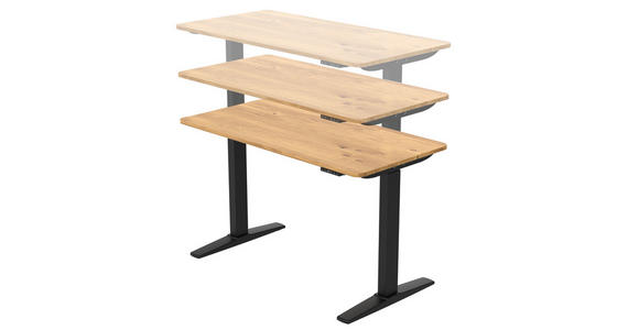 SCHREIBTISCH höhenverstellbar  - Schwarz/Eiche Artisan, MODERN, Holzwerkstoff/Kunststoff (120/60/71-116cm) - Carryhome