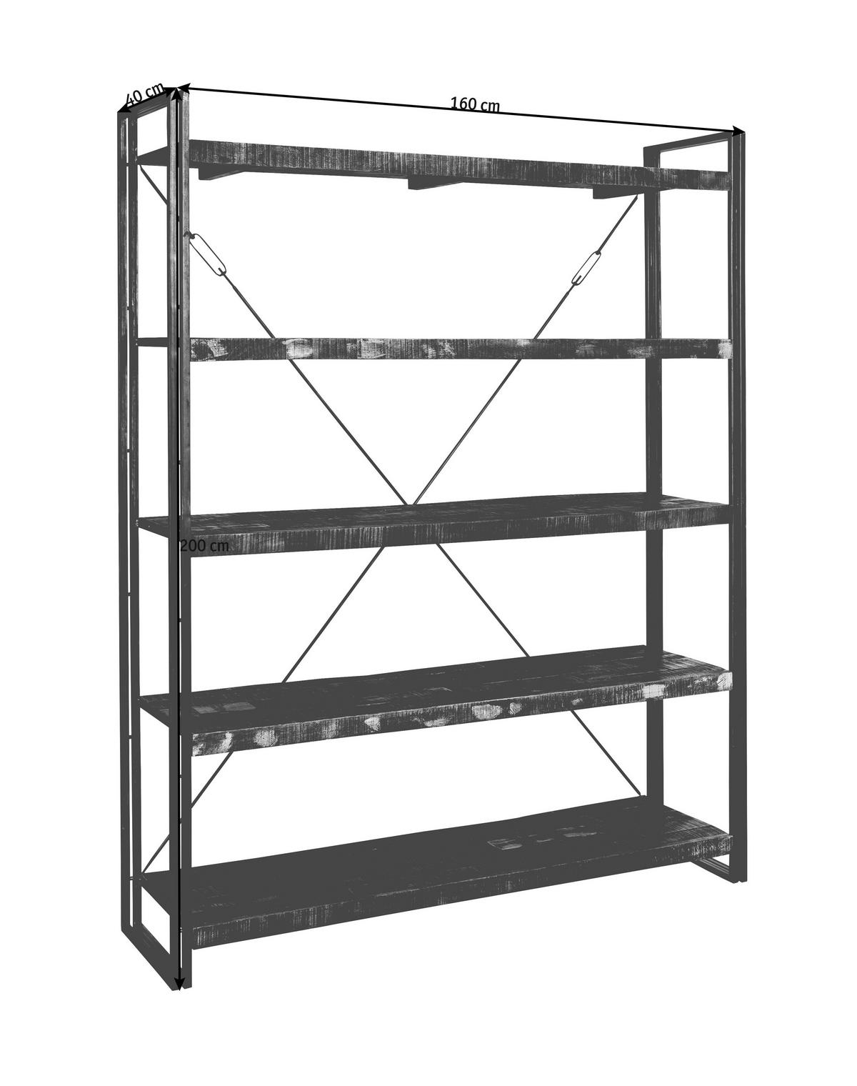 REGAL  160/200/40 cm Braun  - Braun, Design, Holz/Metall (160/200/40cm)