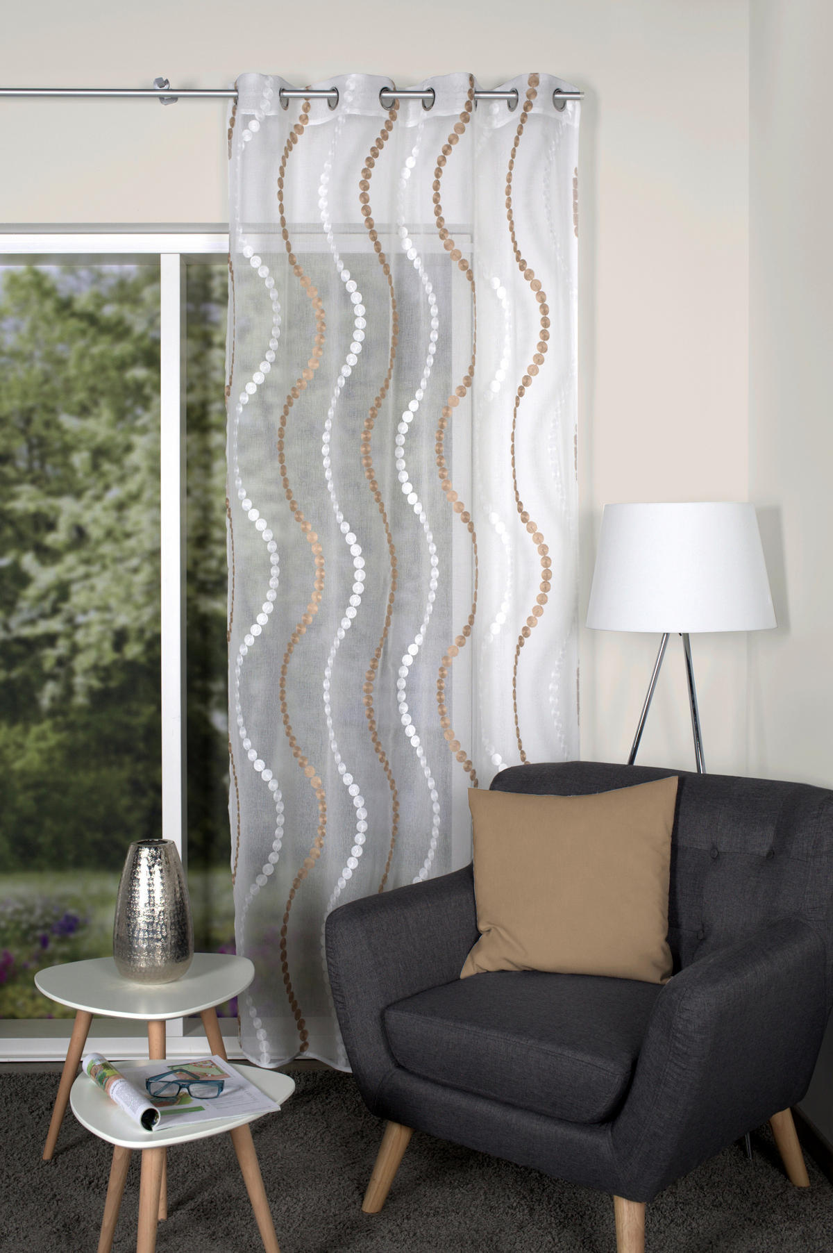 ÖSENVORHANG halbtransparent  - Beige, Basics, Textil (140/245cm) - Schmidt Spiele