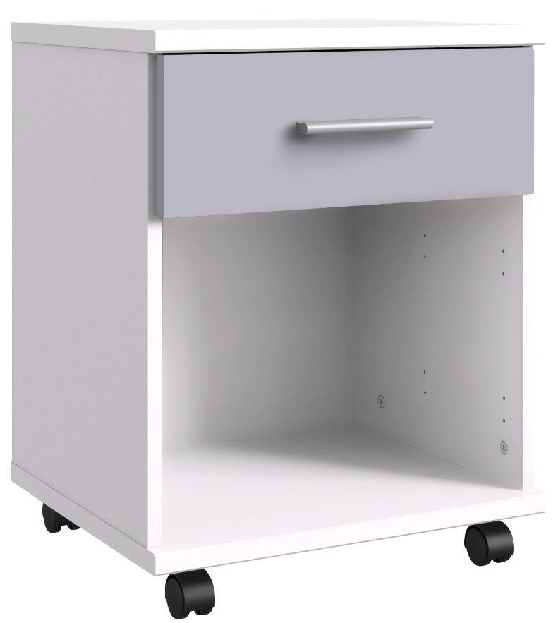 ROLLCONTAINER Weiß, Hellgrau  - Hellgrau/Alufarben, KONVENTIONELL, Kunststoff (46/58/40cm) - Carryhome