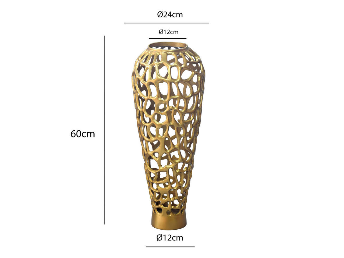 VASE 60 cm  - Goldfarben, Design, Metall (24/60cm) - Livetastic