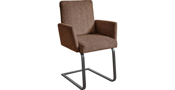 ARMLEHNSTUHL in Stahl Chenille - Schwarz/Braun, Design, Textil/Metall (60/92/60cm) - Dieter Knoll