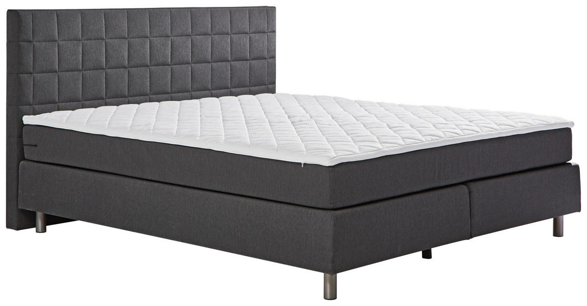 BOXSPRINGBETT 180/200 cm  in Anthrazit  - Anthrazit/Alufarben, KONVENTIONELL, Textil/Metall (180/200cm) - Carryhome