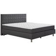BOXSPRINGBETT 180/200 cm  in Anthrazit  - Anthrazit/Alufarben, KONVENTIONELL, Textil/Metall (180/200cm) - Carryhome