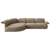 ECKSOFA  in Chenille Beigebraun  154/343 cm  - Beigebraun/Schwarz, Design, Kunststoff/Textil (154/343cm) - Koinor