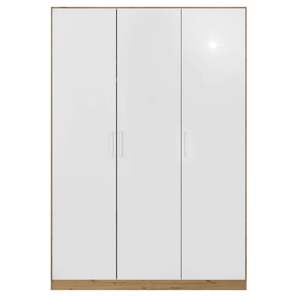Thumbnail - Rauch Möbel Drehtürenschrank, Eiche Artisan, Weiß Hochglanz, Holzwerkstoff, 1 Fächer, 136x210x54 cm, Blauer Engel, Made ...