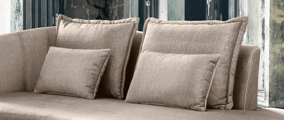 OTTOMANE in Velours Beige  - Beige/Schwarz, Modern, Textil/Metall (211/85/101cm) - Livetastic