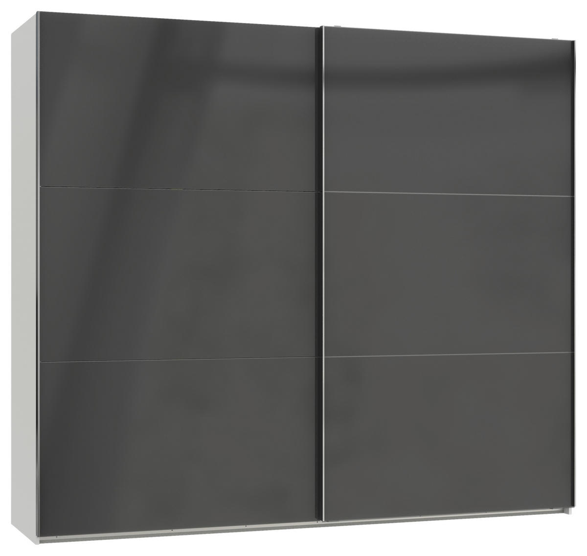 SCHWEBETÜRENSCHRANK 250/216/65 cm 2-türig Grau, Weiß  - Chromfarben/Weiß, MODERN, Holzwerkstoff (250/216/65cm) - MID.YOU
