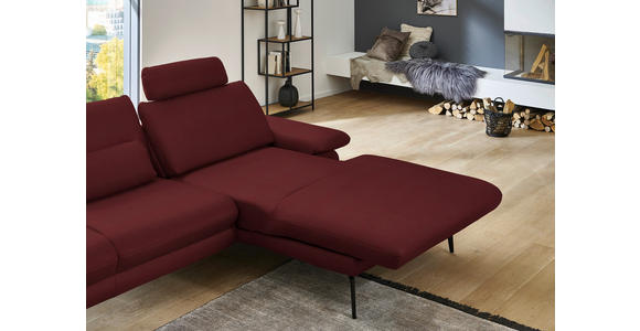 ECKSOFA in Echtleder Rot 310/180 cm - Rot/Schwarz, Design, Leder/Metall (310/180cm) - Dieter Knoll