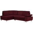 ECKSOFA in Flachgewebe Rot  - Silberfarben/Rot, KONVENTIONELL, Holz/Textil (186/255cm) - Cantus