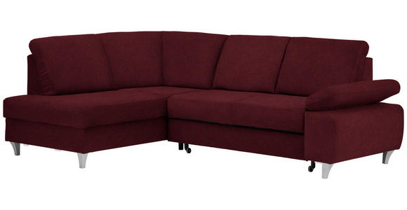 ECKSOFA in Flachgewebe Rot  - Silberfarben/Rot, KONVENTIONELL, Holz/Textil (186/255cm) - Cantus