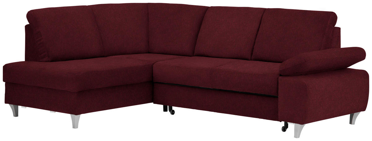 ECKSOFA in Flachgewebe Rot  - Silberfarben/Rot, Konventionell, Holz/Textil (186/255cm) - Cantus