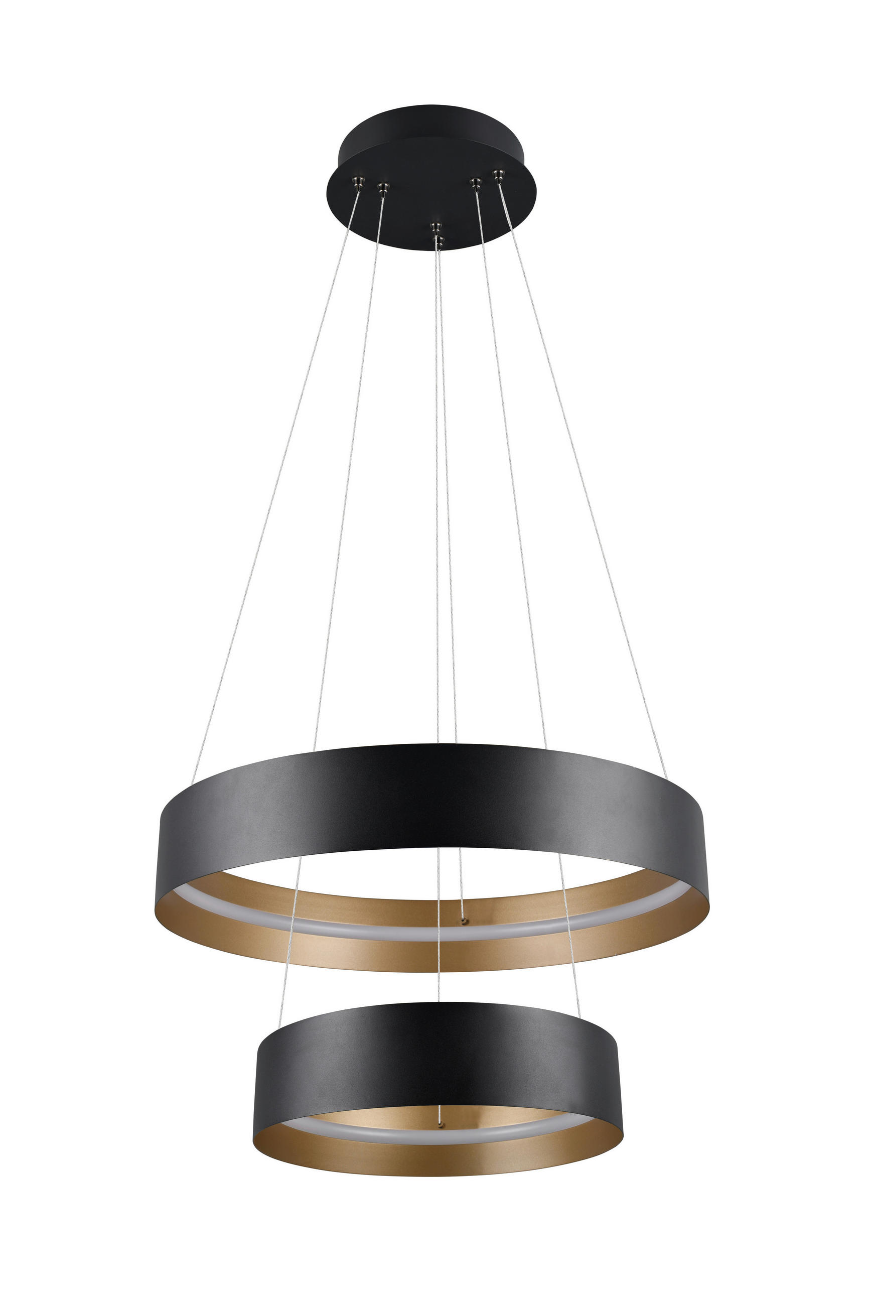 LED-HÄNGELEUCHTE Musterring 60/150 cm   - Goldfarben/Schwarz, Design, Metall (60/150cm) - Musterring