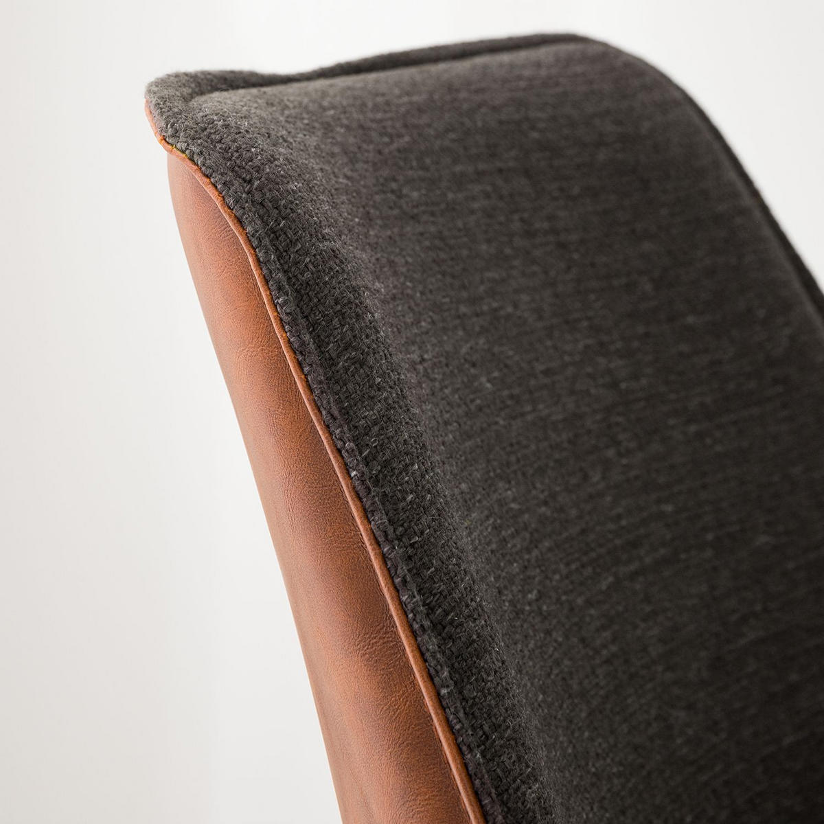 ARMLEHNSTUHL  in Eisen Lederlook, Leinenoptik  - Dunkelgrau/Schwarz, MODERN, Textil/Metall (65/87/65cm) - home24