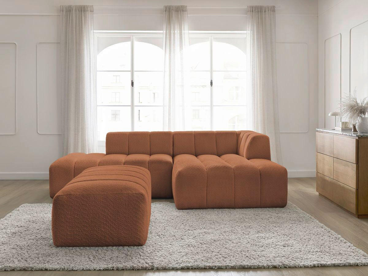 ECKSOFA  ANNECY Orange Bouclé  - Schwarz/Orange, MODERN, Kunststoff/Textil (262/170cm)