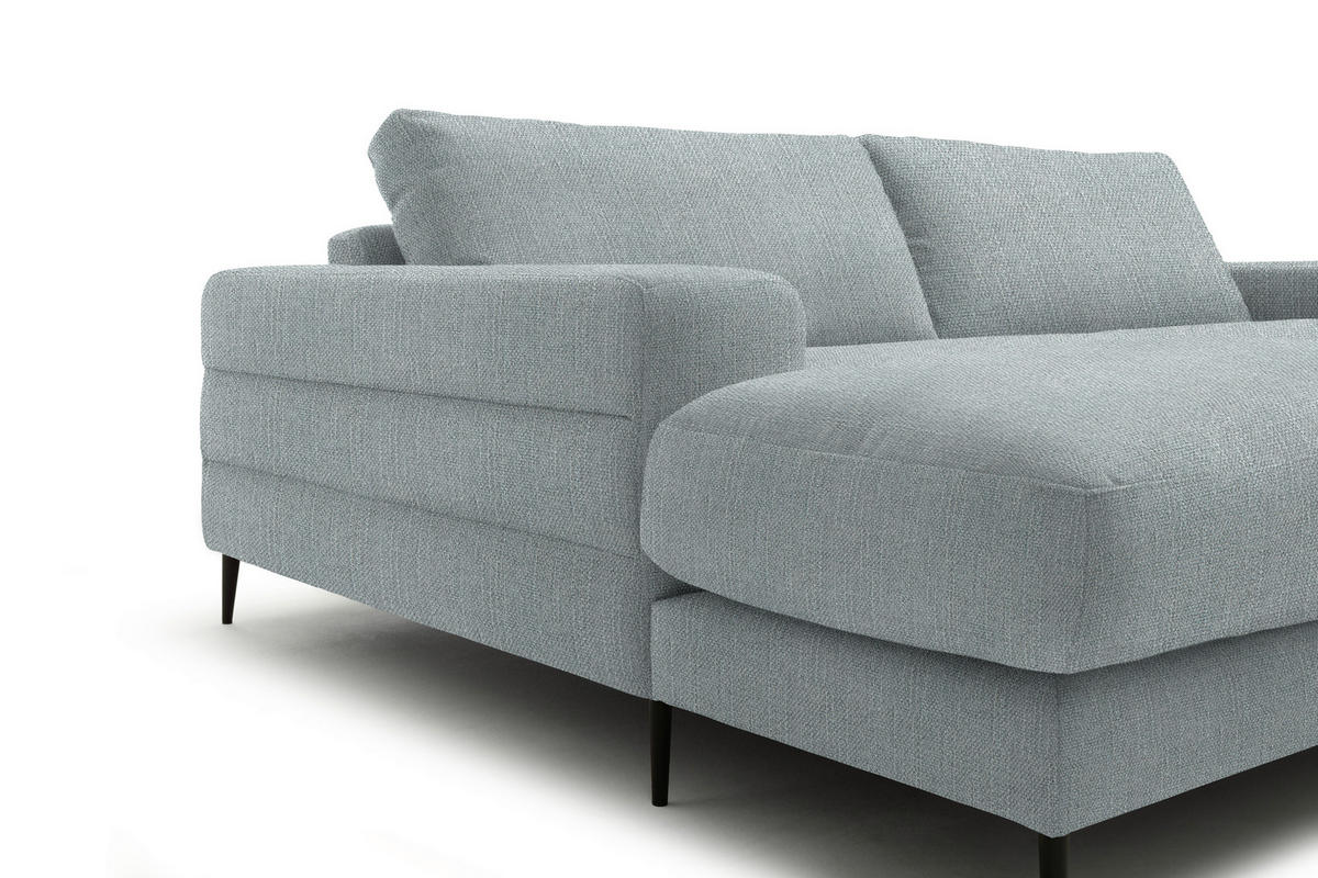ECKSOFA in Flachgewebe Hellblau  177/253 cm  - Schwarz/Hellblau, Design, Textil/Metall (177/253cm) - Dieter Knoll