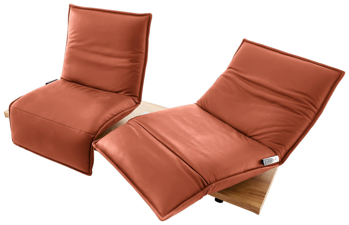 2-SITZER-SOFA in Echtleder Orange  - Eichefarben/Schwarz, Natur, Leder/Holz (240/63/115cm) - Koinor