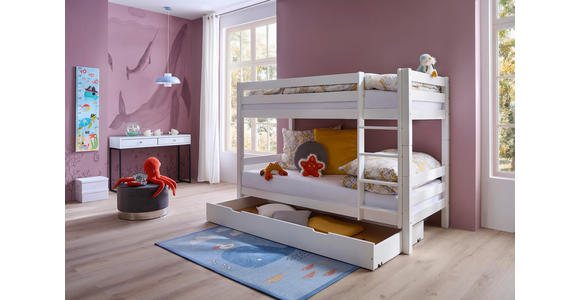 ETAGENBETT 90/200 cm Weiß  - Weiß, KONVENTIONELL, Holz (90/200cm) - Linea Natura
