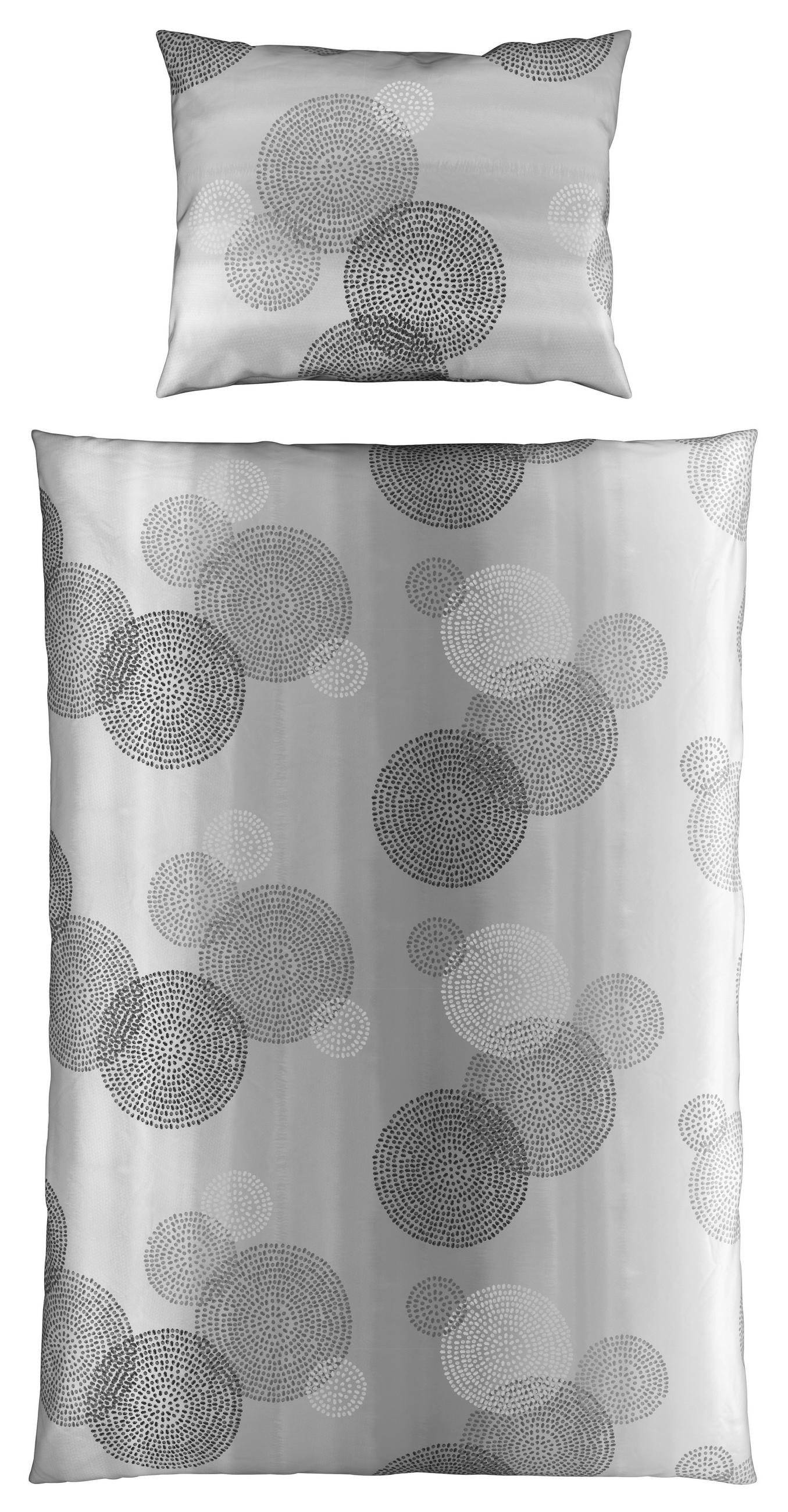 Bettwäsche 140x200 cm Rebecca Baumwolle Grau Kreise