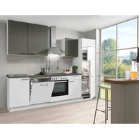 KÜCHENBLOCK 280 cm   in Anthrazit, Weiß  - Edelstahlfarben/Anthrazit, KONVENTIONELL, Holzwerkstoff/Metall (280cm) - Welnova