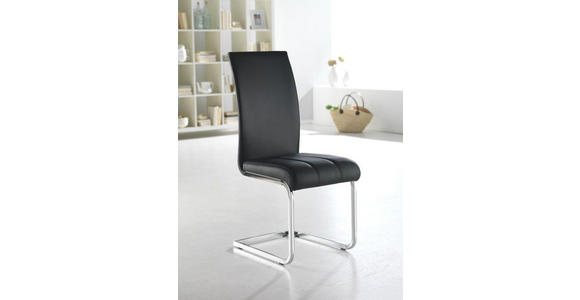 SCHWINGSTUHL in Metall, Textil Schwarz, Chromfarben - Chromfarben/Schwarz, Design, Textil/Metall (43/98/57cm) - Xora