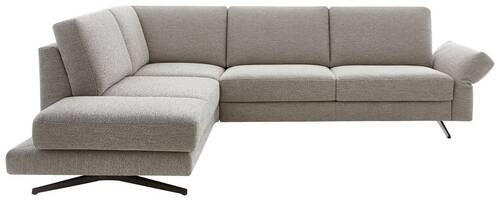 ECKSOFA in Flachgewebe Beige  218/259 cm  - Beige/Schwarz, Design, Textil/Metall (218/259cm) - Koinor