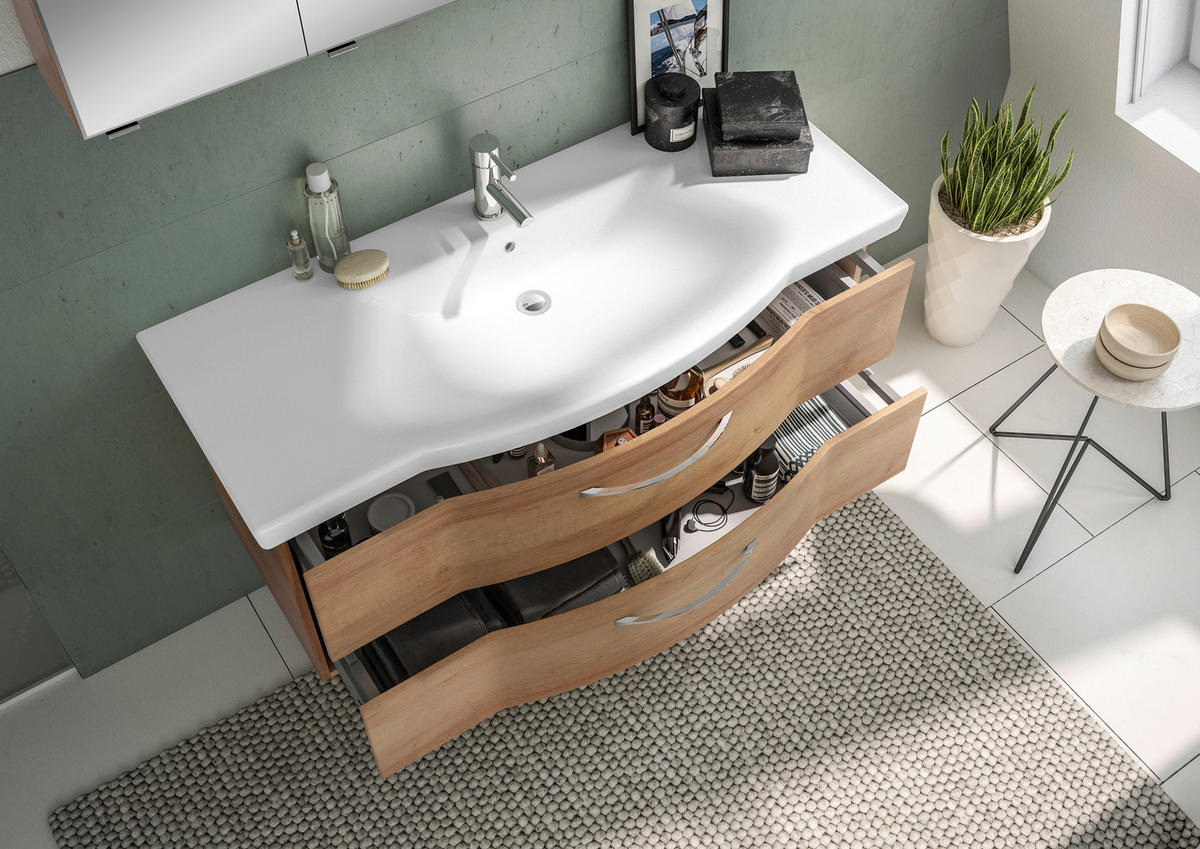 WASCHTISCHKOMBI 122 cm  - Chromfarben/Eichefarben, KONVENTIONELL, Keramik/Holzwerkstoff (122cm) - Pelipal