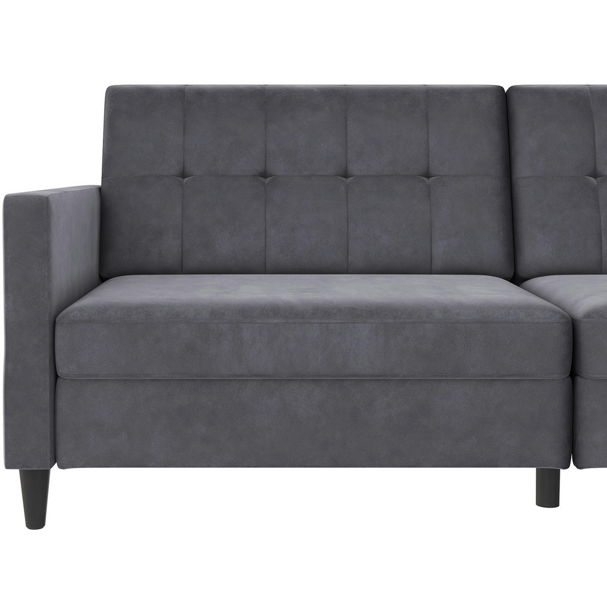 SCHLAFSOFA HANNOVER in Samt Anthrazit Vintage, Skandinavisch, Modern  - Anthrazit/Schwarz, Basics, Kunststoff/Textil (203/82/83cm) - Livetastic