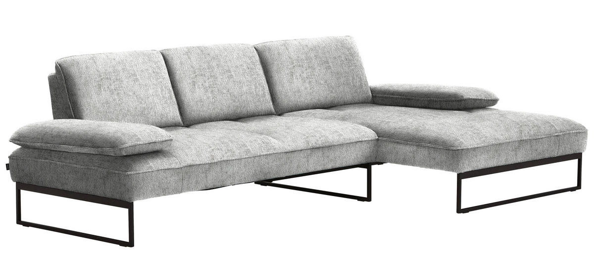 ECKSOFA in Chenille Hellgrau  - Anthrazit/Hellgrau, Design, Textil/Metall (310/160cm) - Joop!