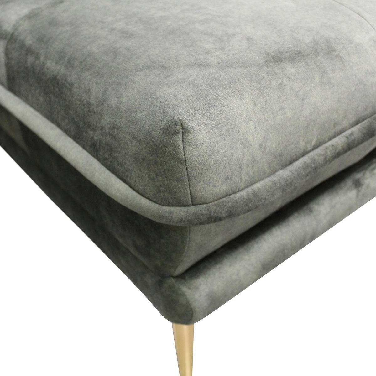 ECKSOFA Grün Velours  - Goldfarben/Grün, Design, Textil/Metall (264/196cm) - MID.YOU
