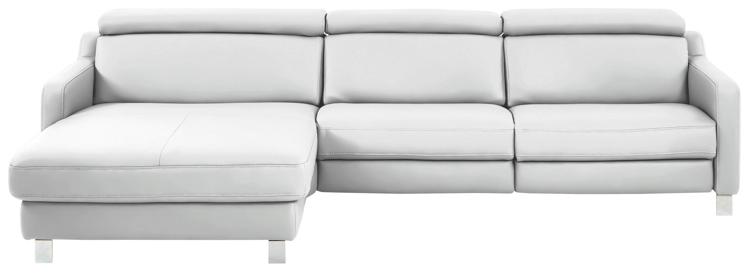 ECKSOFA in Echtleder Weiss  - Chromfarben/Weiss, Design, Leder/Metall (176/291cm) - Valdera