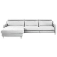 ECKSOFA in Echtleder Weiss  - Chromfarben/Weiss, Design, Leder/Metall (176/291cm) - Valdera