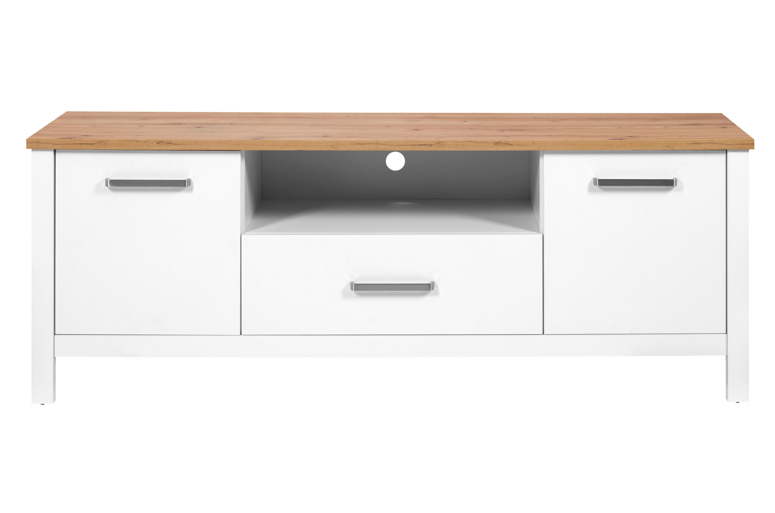 NISKA KOMODA   173/64/45 cm   bijela, hrast Artisan   - bijela/srebrne boje, Romantično / ladanjski, drvni materijal/metal (173/64/45cm)