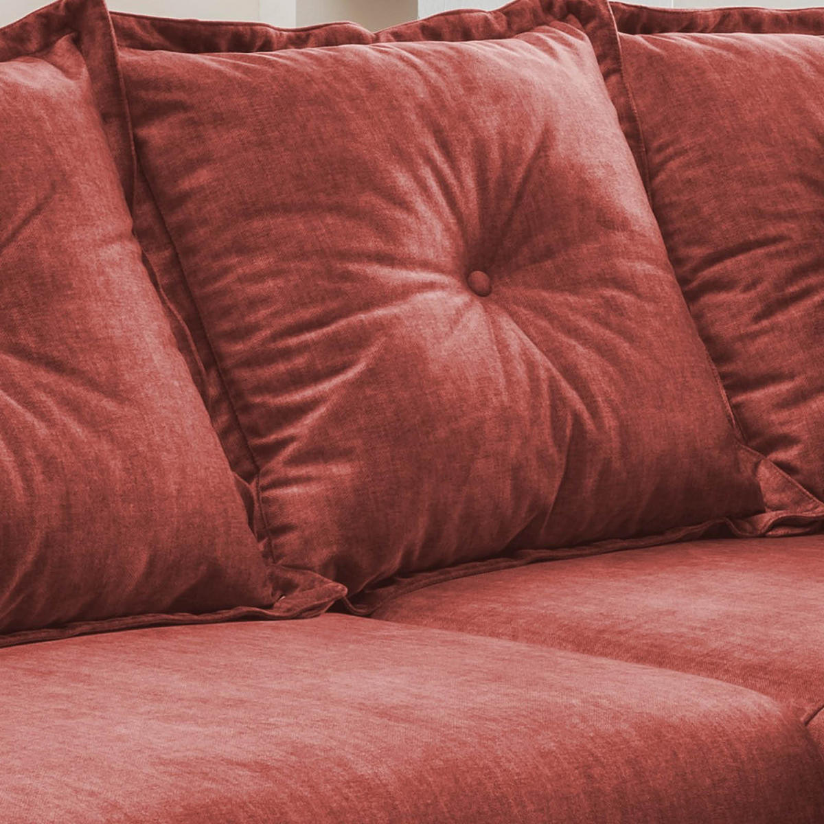ECKSOFA in Velours Koralle, Multicolor  277/162 cm  - Koralle/Buchefarben, MODERN, Holz/Textil (277/162cm) - Livetastic