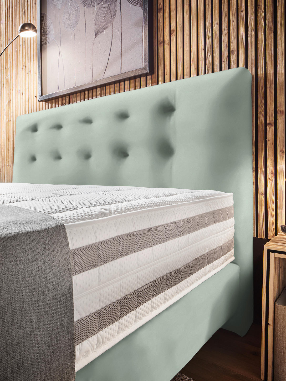 BOXSPRINGBETT 160/200 cm  in Jadegrün  - Jadegrün, KONVENTIONELL, Holz/Textil (160/200cm) - Dieter Knoll