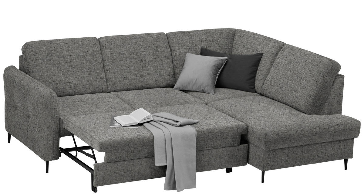 ECKSOFA in Chenille Dunkelgrau  - Dunkelgrau/Schwarz, Modern, Holz/Textil (241/184cm) - Carryhome