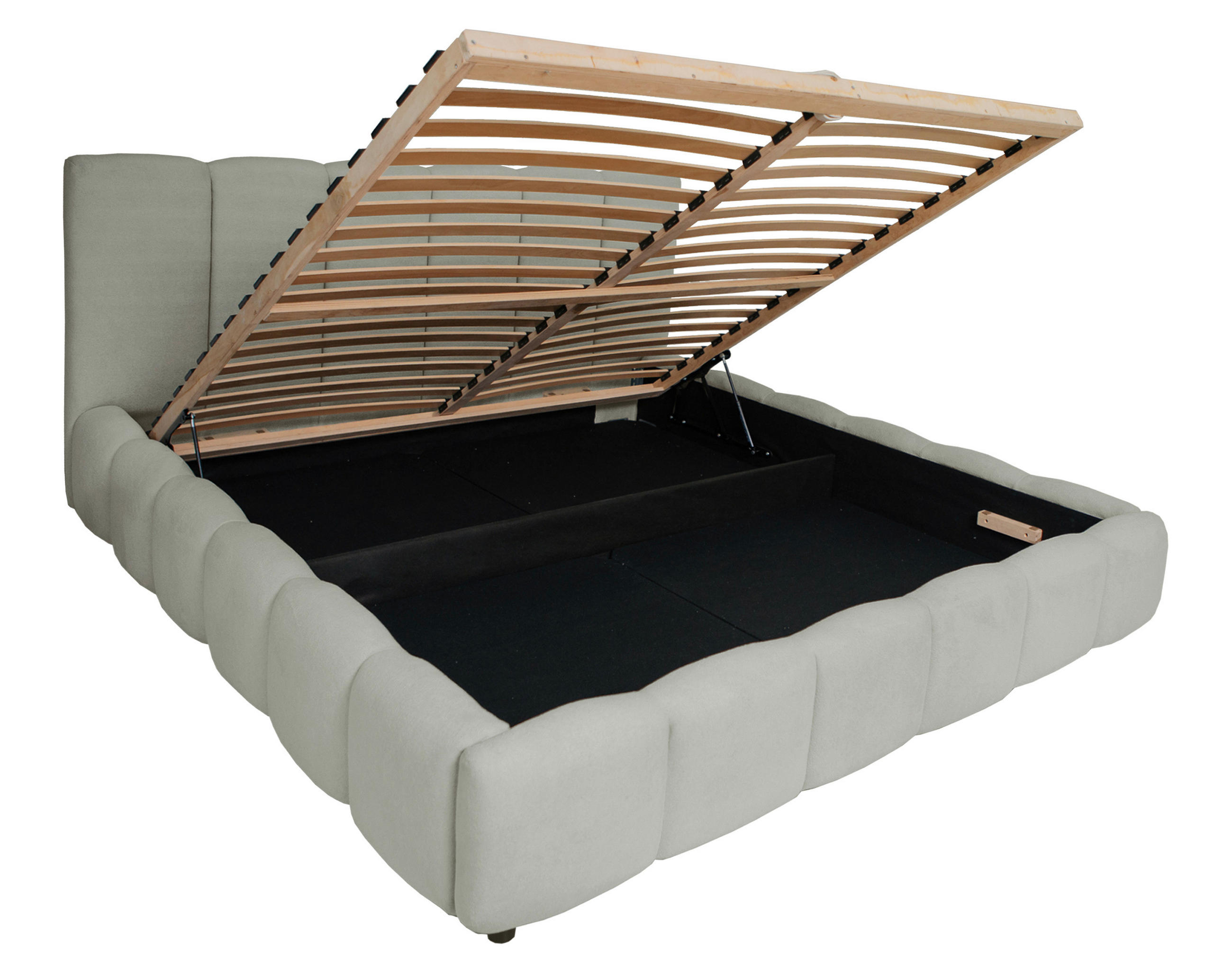 POLSTERBETT 180/200 cm,  in Hellgrau, Lattenrost, Bettkasten,  - Hellgrau/Schwarz, KONVENTIONELL, Holz/Kunststoff (180/200cm) - Boxxx
